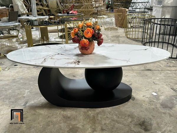 bàn sofa 1m2 oval cao cấp