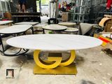  Bàn sofa sang trọng đá oval 1m BTPK40 Stansh khung chân vàng 