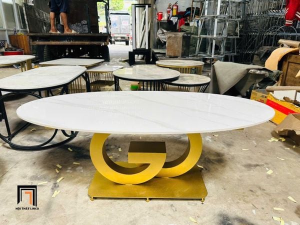 bàn sofa sang trọng đá oval 1m