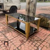 Bàn trà chữ nhật giá rẻ BTPK16 Akoka 1m x 50 kính đen 2 tầng 