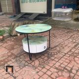  Bàn trà phòng khách nhỏ gọn BTPK20 Carton mặt kính 2 tầng 