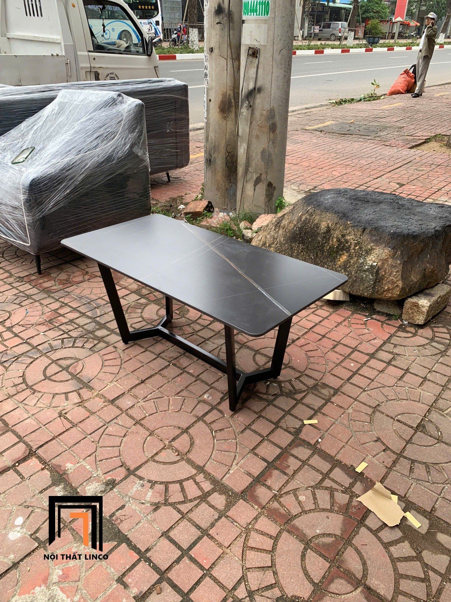  Bàn trà cho văn phòng làm việc BTPK21 Peralta 1m x 50 đá đen 