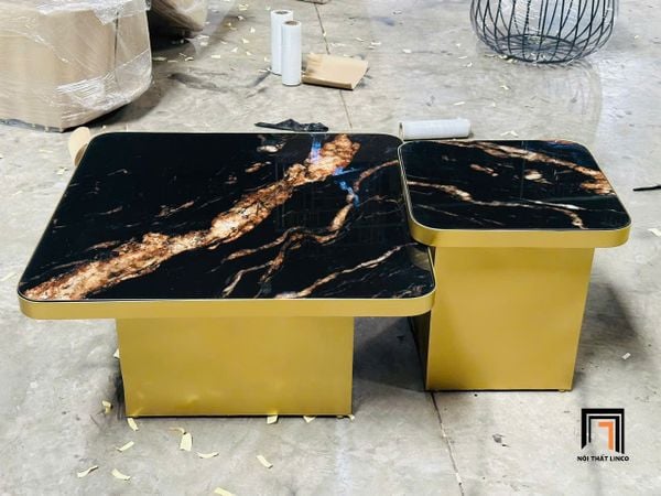 cặp bàn trà kính vuông giả đá