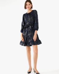 ĐẦM NEW YORK BÔNG XANH ĐEN KIM TUYẾN