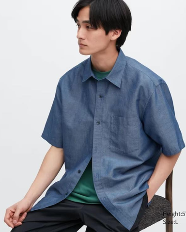 SƠ MI UNIQLO NAM LINEN MÀU XANH