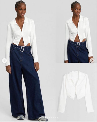 ÁO BSK CROPTOP TRẮNG TAY DÀI