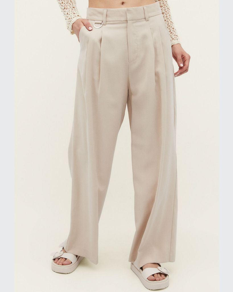 QUẦN STRADIVARIUS ỐNG RỘNG MÀU KEM