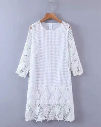 Đầm ren trắng cắt mạc