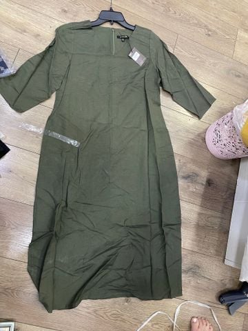 ĐẦM LINEN ME CỔ TIM TAY LỠ