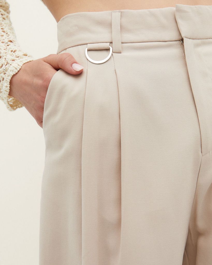 QUẦN STRADIVARIUS ỐNG RỘNG MÀU KEM