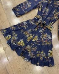 ĐẦM JOHN LEWIS BÔNG XANH ĐEN KÈM BELT