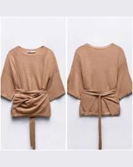 ÁO LEN ZARA TAY NGẮN CỘT DÂY