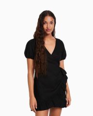 ĐẦM BSK LINEN ĐEN LAI BÈO (KAM)