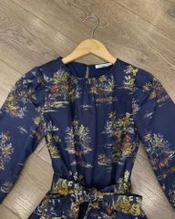 ĐẦM JOHN LEWIS BÔNG XANH ĐEN KÈM BELT