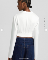 ÁO BSK CROPTOP TRẮNG TAY DÀI