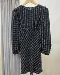 ĐẦM EXPRESS LỤA ĐEN HỌA TIẾT