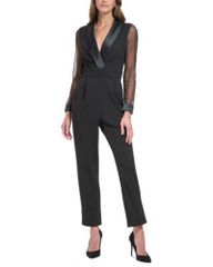 JUMPSUIT ĐEN JESSICA TAY PHỐI LƯỚI