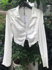 ÁO BSK CROPTOP TRẮNG TAY DÀI