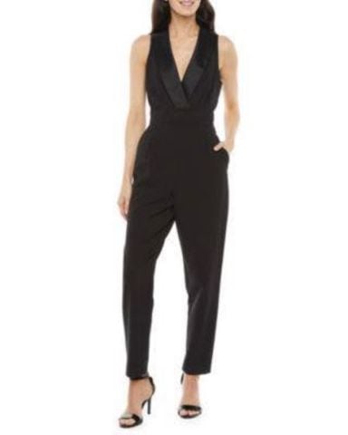 JUMPSUIT ĐEN JESSICA TAY PHỐI LƯỚI