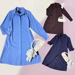 ĐẦM LINEN ME CÓ CỔ TAY DÀI