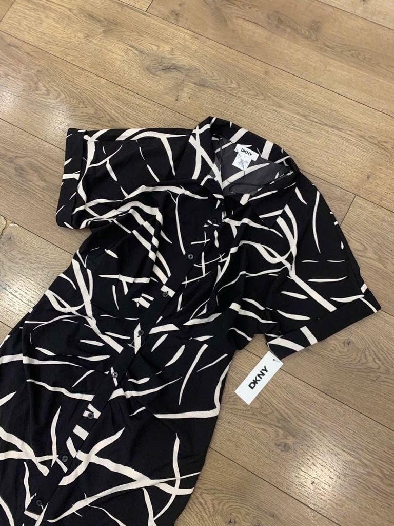 ĐẦM DKNY CỔ SƠ MI NHÚN EO