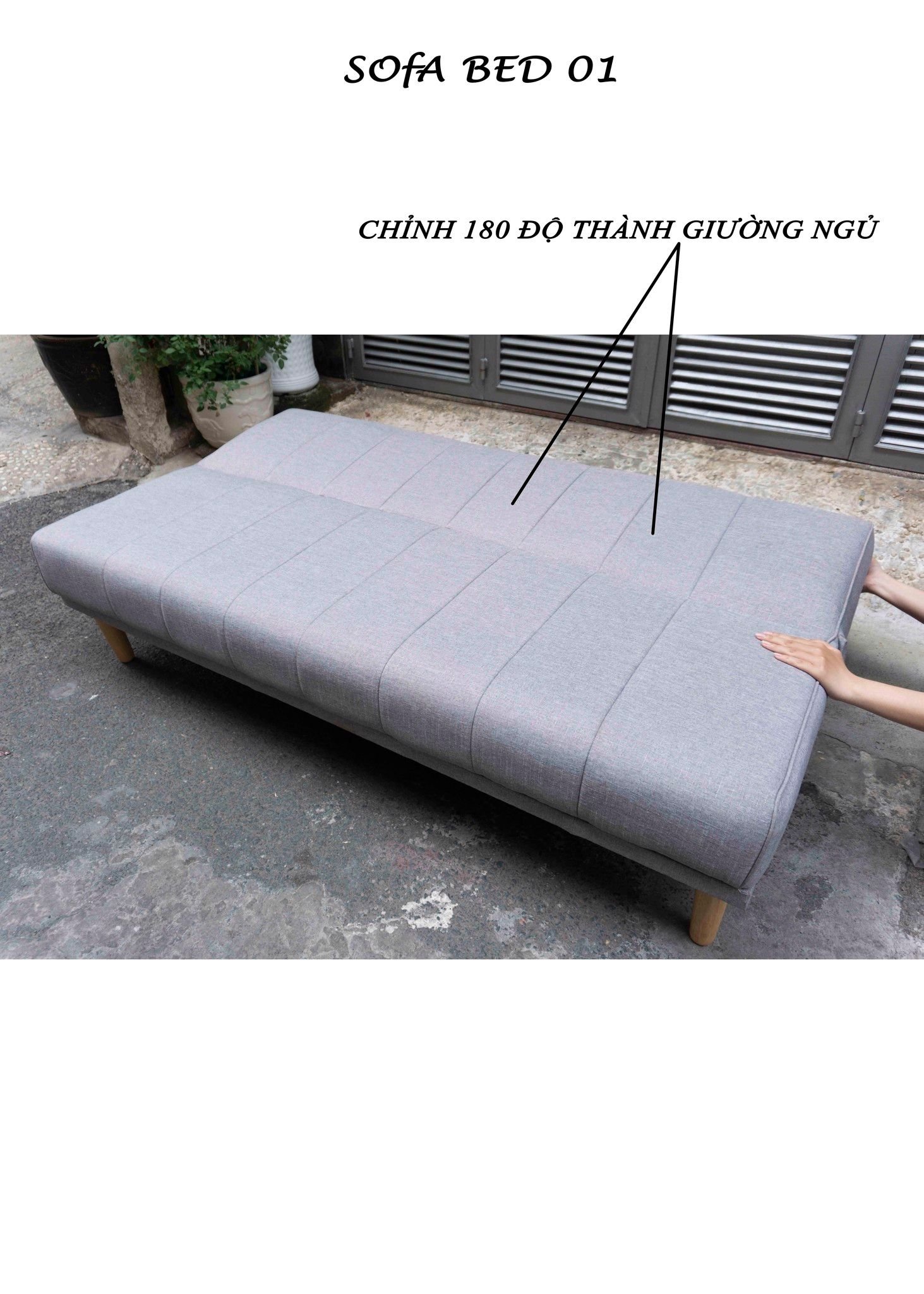  Sofa bed 3 chức năng chân gỗ version 3 