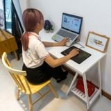  Combo bàn và ghế làm việc chân tháp trắng - A Tower table 
