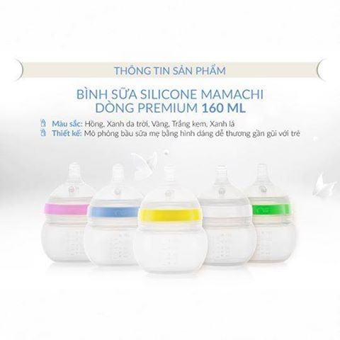  Bình sữa silicone Mamachi dòng Premium 160 ml- xanh blue 