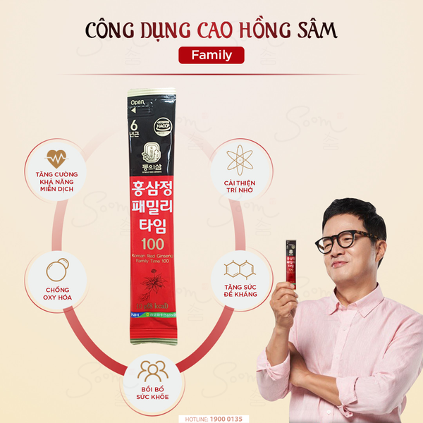 Cao hồng sâm Family Time 100 Hộp 10g x 100 gói 