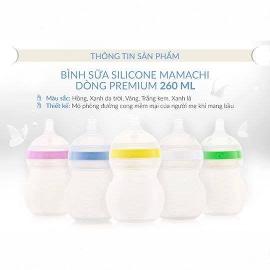  Bình sữa silicone Mamachi dòng Premium 260 ml- xanh blue 