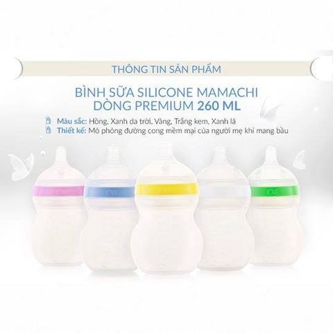  Bình sữa silicone Mamachi dòng Premium 260 ml- xanh blue 