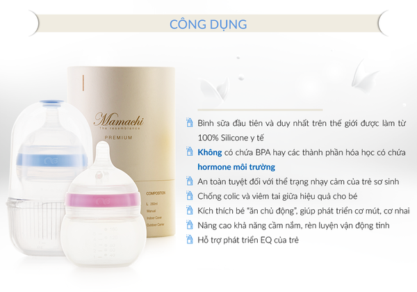  Bình sữa silicone Mamachi dòng Premium 260 ml- xanh blue 