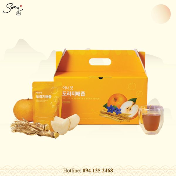  Nước ép cao tần lê & hoa cát cánh, hồng sâm (hộp 30 túi * 90ml) 