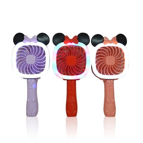  Quạt mini cầm tay Mickey tím violet pin lithium 