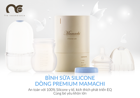  Bình sữa silicone Mamachi dòng Premium 260 ml- xanh blue 