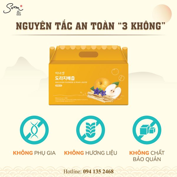  Nước ép cao tần lê & hoa cát cánh, hồng sâm (hộp 30 túi * 90ml) 