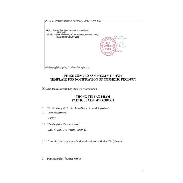  HA'SOL - Dầu gội Volume Hair Shampoo (MÀU CAM) - 500ml 