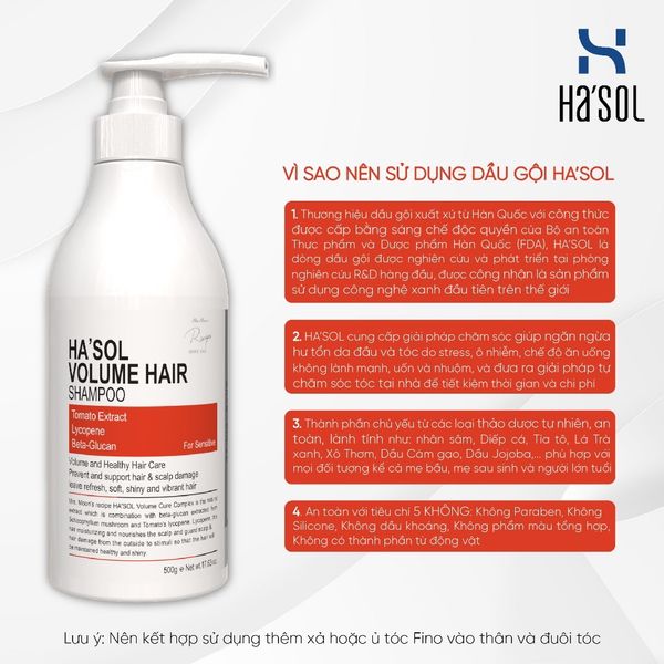  HA'SOL - Dầu gội Volume Hair Shampoo (MÀU CAM) - 500ml 