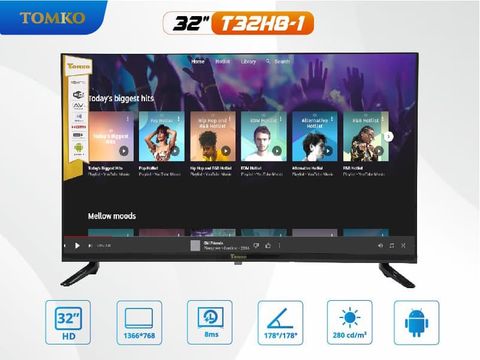Smart Tivi màn hình kích thước 32 inch HD Tomko T32H8-1