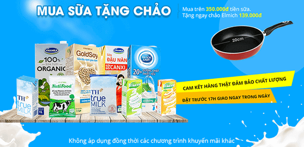 Tp.HCM - Tặng chảo chống dính Elmich khi mua sữa tại VuiVui.com