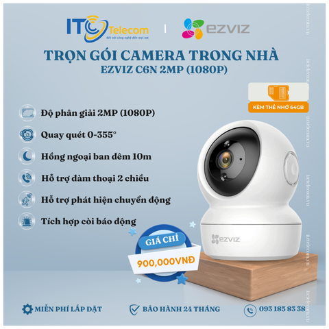 Trọn Gói Camera Trong Nhà EZVIZ C6N 2MP (1080P)