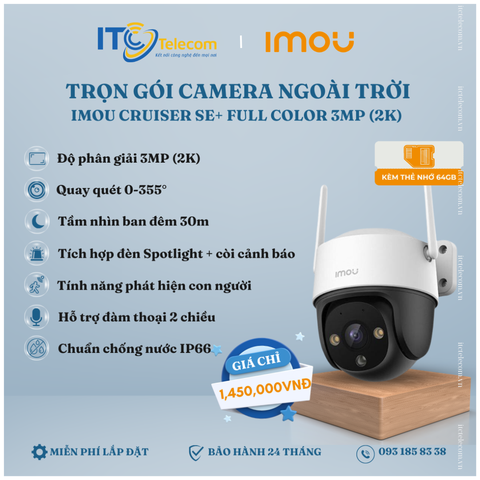 Trọn Gói Camera Ngoài Trời IMOU Cruiser SE+ Full Color 3MP (2K)