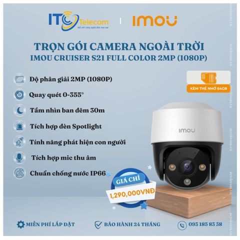 Trọn Gói Camera Ngoài Trời IMOU Cruiser S21 Full Color 2MP (1080P)