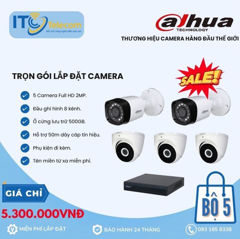 Trọn Bộ 5 Mắt Camera DAHUA 2.0mp