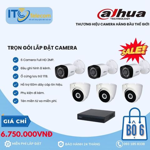 Trọn Bộ 6 Mắt Camera DAHUA 2.0mp
