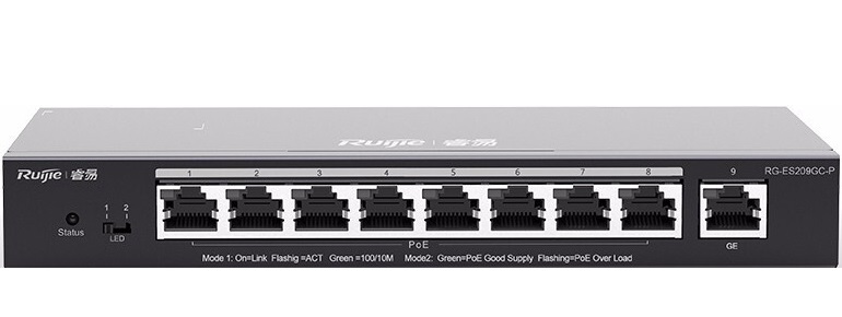 Switch PoE  RUIJIE 8-port 10/100/1000Base-T RG-ES209GC-P