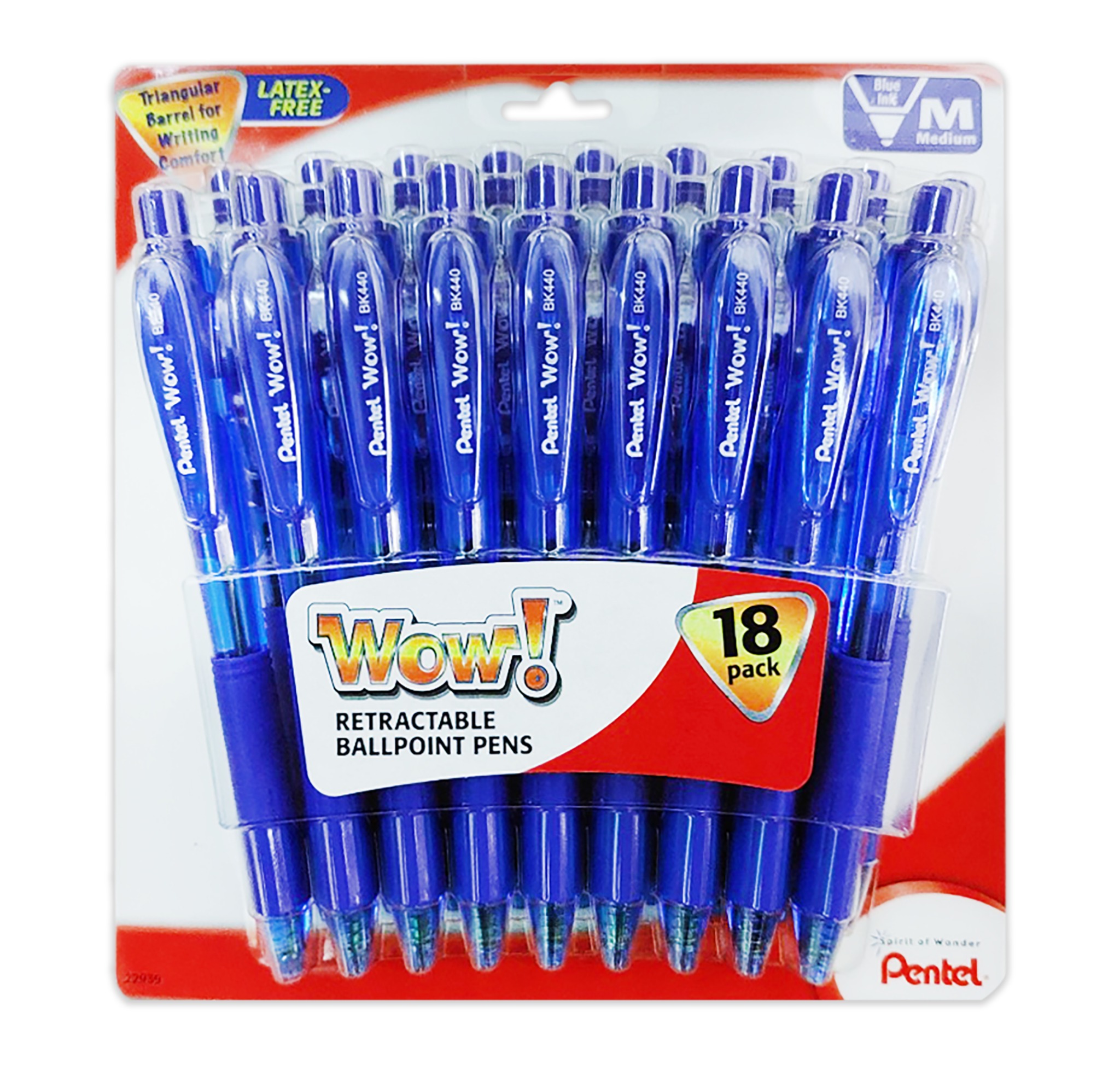 Pentel WOW BK440 - Penna A Sfera Retrattile Blu - Confezione Da 5 - Punta 0,5 Mm, Impugnatura Gommat
