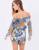  Jumpsuit ngắn bẹt vai, tay dài 