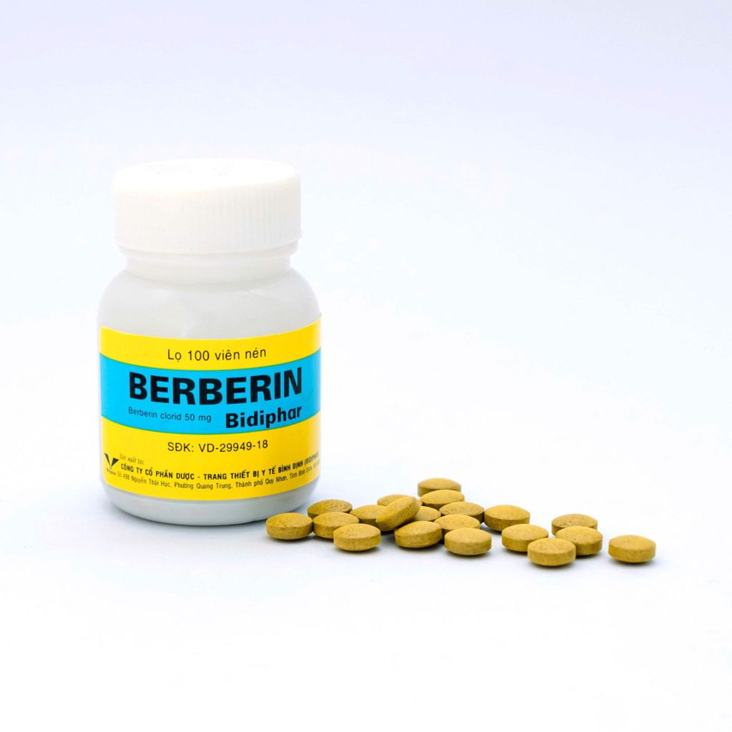 Berberin Bidiphar - Thuốc Tiêu Chảy - Lọ 100 Viên