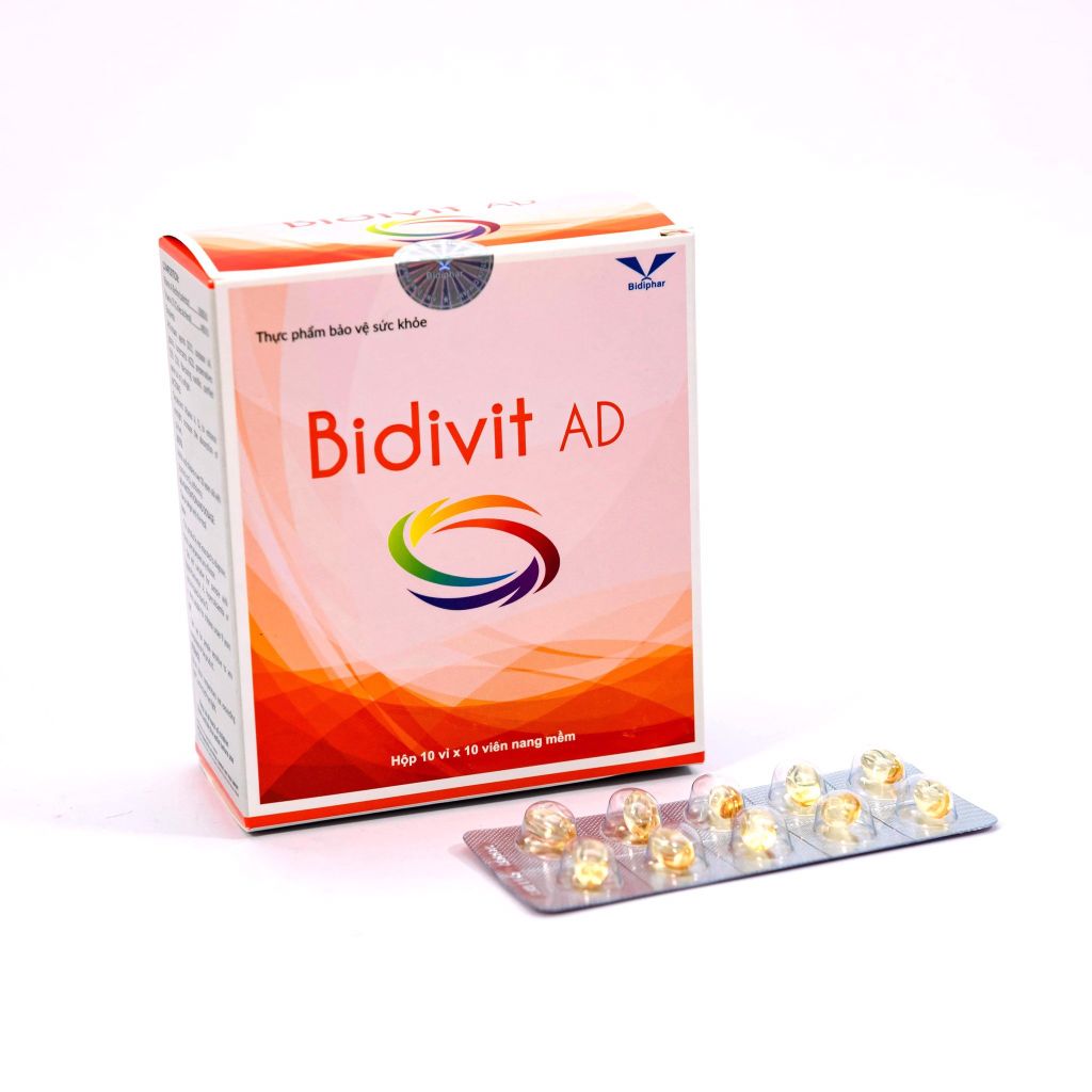 Bidivit AD - Bổ Sung Vitamin A,D Cho Mắt Sáng Dáng Cao - Hộp 100 Viên